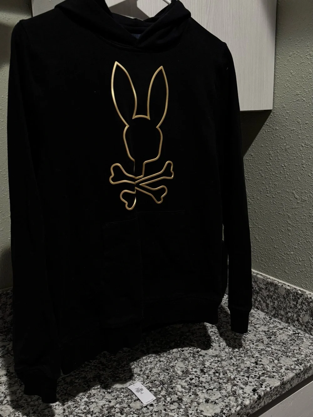 Psycho Bunny Black Crewneck Sweatshirt with Gold Bunny Logo
